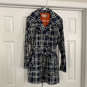 Merona Navy and White Trench Coat
